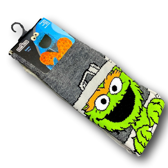 3/$20 Oscar The Grouch Sesame Street Funny Novelty Crew Socks - NWT - Picture 3 of 3